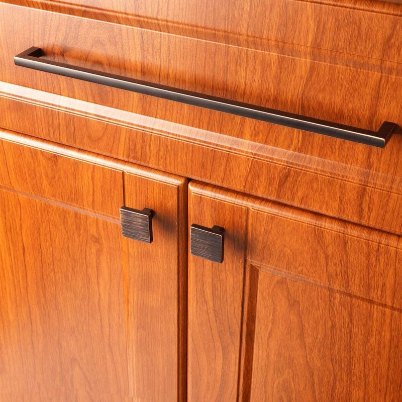 KOOFIZO Solid Square Bar Cabinet Handle - Oil Rubbed Bronze Furniture Pull, 12.6 Inch/320mm Screwhole Distance, 1-Piece for Kitchen Cupboard Door, Bedroom Dresser Drawer, Bathroom Wardrobe Hardware - Image 4